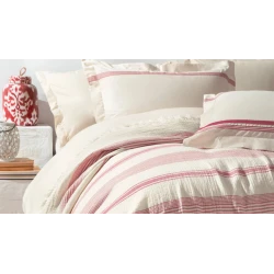 Комплект постельного белья Yataş Meri, пике 200x230 см, простыня 240x260 см, наволочка 50x70 см (2 шт), двуспальный, хлопок, белый/красный Комплект постельного белья Yataş Meri, пике 200x230 см, простыня 240x260 см, наволочка 50x70 см (2 шт), двуспальный, хлопок, белый/красный