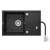 Кухонная мойка со смесителем Deante Corio ZRC P2113, 44x67 см, гранит, с гибким изливом, черный