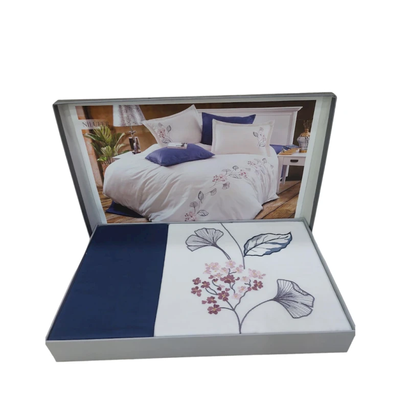 Комплект постельного белья DO&GO DO3, пододеяльник 200х220 см, простыня 220х240 см, наволочки 70x70 см, 50х70 см, двуспальный, сатин, белый/синий Комплект постельного белья DO&GO DO3, пододеяльник 200х220 см, простыня 220х240 см, наволочки 70x70 см, 50х70 см, двуспальный, сатин, белый/синий