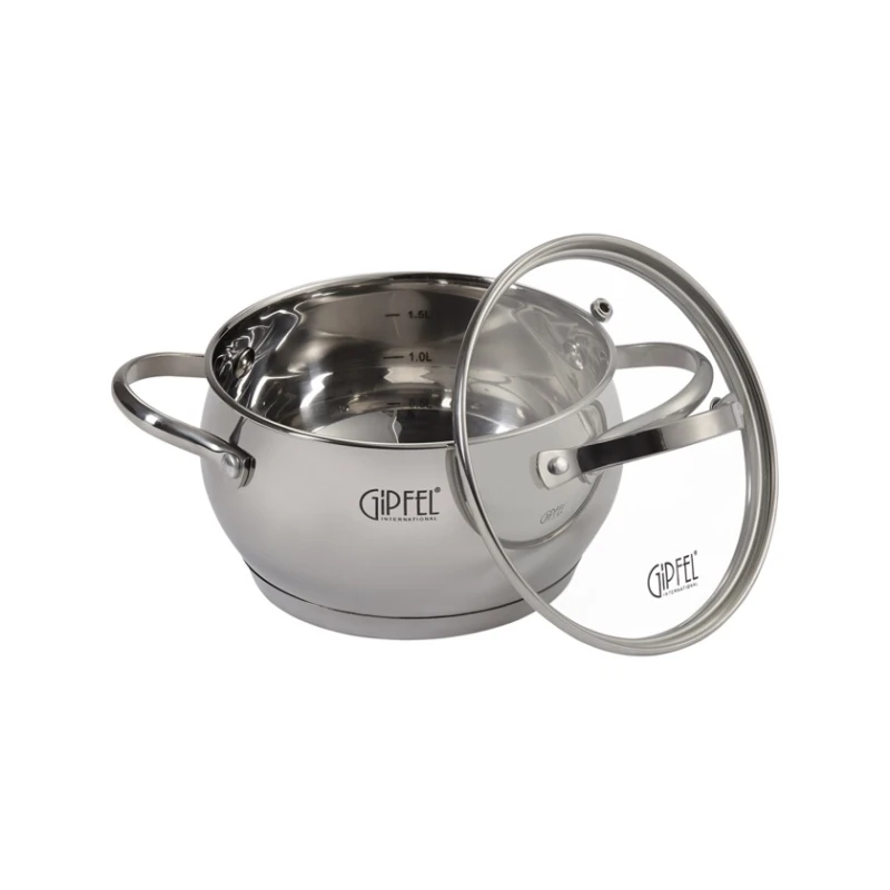 Кастрюля Gipfel Terza 1292, 16 см, 1.8 л, нержавеющая сталь, серебристый