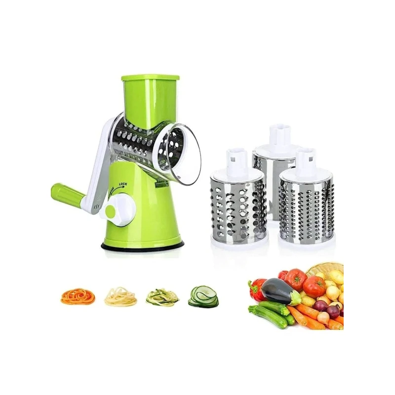 Многофункциональная овощерезка, 4 шт насадки, зеленая, 24x26x11 см