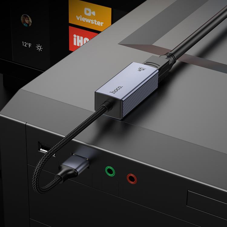 Ethernet-адаптер hoco UA37 1000 Мбит/с USB-A - RJ45, длина: 1,2 м, серый Ethernet-адаптер hoco UA37 1000 Мбит/с USB-A - RJ45, длина: 1,2 м, серый