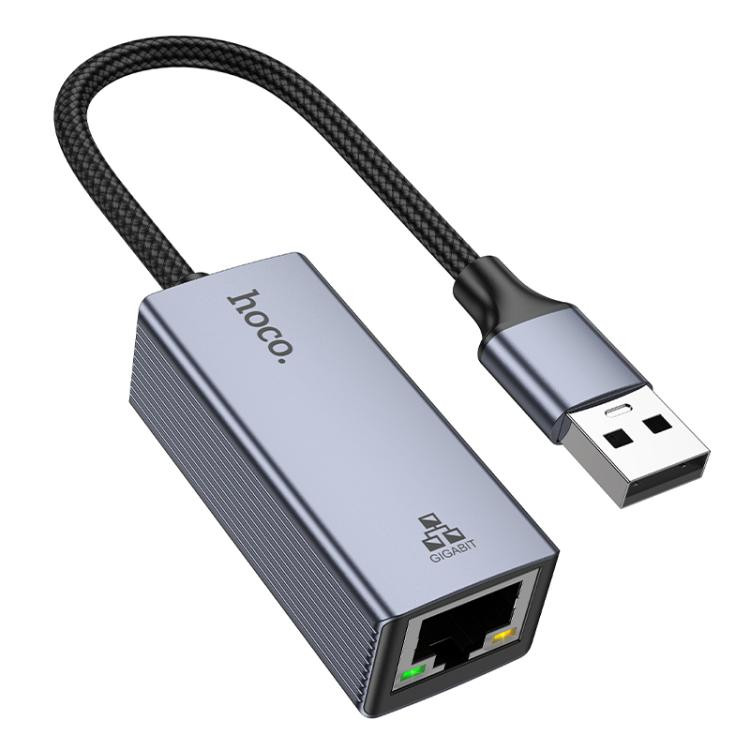 Ethernet-адаптер hoco UA37 1000 Мбит/с USB-A - RJ45, длина: 1,2 м, серый Ethernet-адаптер hoco UA37 1000 Мбит/с USB-A - RJ45, длина: 1,2 м, серый