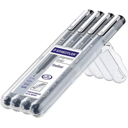 Набор капиллярных ручек Staedtler 308 WP4, черные, 4 шт Набор капиллярных ручек Staedtler 308 WP4, черные, 4 шт