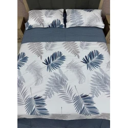 Комплект постельного белья MiraNova CTS-201, пододеяльник 160x220 см, простыня 180x240 см, 1 шт. наволочка 50x70 см, односпальный, хлопок, белый/синий