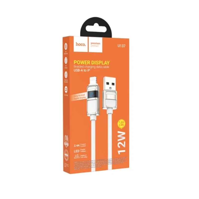 Кабель USB Hoco U137 USB-A to Lightning White