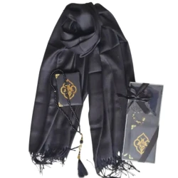 Подарочный набор Mercan Hekime_20011 (шарф хлопок 100 %170х70 см + четки + Коран), черный