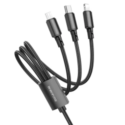 Kabel USB Borofone BX72 3 in 1 Micro USB + Lightning + Type-C Black
