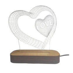 3D-gecə lampası Ürək tug01, 20x14 sm, göy