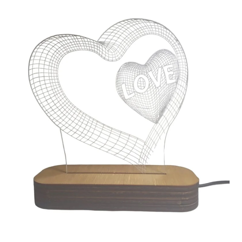 3D-gecə lampası Ürək tug01, 20x14 sm, göy 3D-gecə lampası Ürək tug01, 20x14 sm, göy