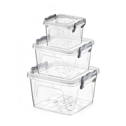 Набор контейнеров для хранения Hobby Life 3 шт, 0.55/1.2/2.4 л, пластик, с крышкой, прозрачный