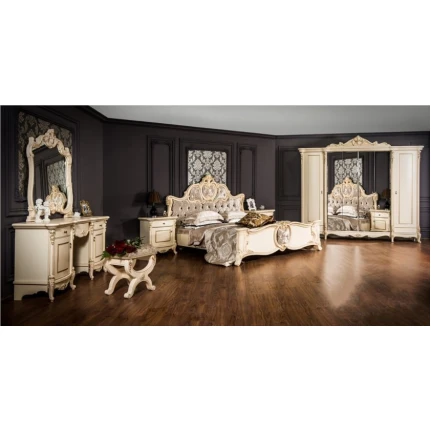 Набор мебели для спальни Era Mebel Lorena, кремовый (шкаф 277x54x240 см, кровать 217x212x160 см, прикроватная тумба 66x47x73 см, комод 165x84x84 см, зеркало 112х117 см) Набор мебели для спальни Era Mebel Lorena, кремовый (шкаф 277x54x240 см, кровать 217x212x160 см, прикроватная тумба 66x47x73 см, комод 165x84x84 см, зеркало 112х117 см)