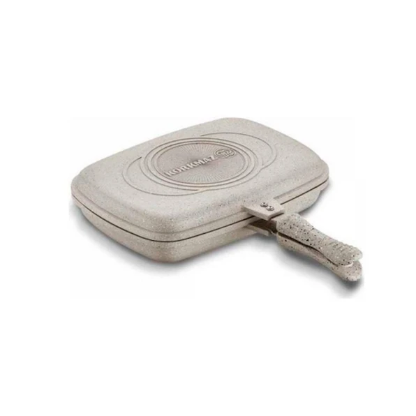 Сковородка-гриль двухсторонняя Korkmaz Duplo A1469-1, 34x25 см, алюминий с антипригарным покрытием, две ручки, Бежевый Сковородка-гриль двухсторонняя Korkmaz Duplo A1469-1, 34x25 см, алюминий с антипригарным покрытием, две ручки, Бежевый