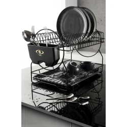Сушилка для посуды Kaveh, 49x34x30 см, металл, с поддоном, черный Сушилка для посуды Kaveh, 49x34x30 см, металл, с поддоном, черный