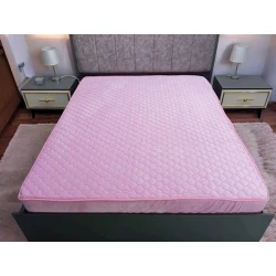 Наматрасник защитный Luxe Cotton Lu-xe-000692, 160x200 см, двуспальный, велюр, розовый
