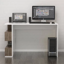 Компьютерный стол Art Mebel Art_Komp_Masası 176, белый/коричневый, 75x120x60 см