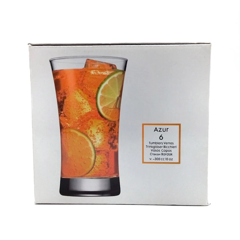 Набор бокалов Paşabahçe Azur, 6 шт, стекло, прозрачный, 300 мл, 75x135 мм Набор бокалов Paşabahçe Azur, 6 шт, стекло, прозрачный, 300 мл, 75x135 мм