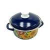 Кастрюля эмалированная 2.3 л с крышкой, декор, синий Кастрюля эмалированная 2.3 л с крышкой, декор, синий