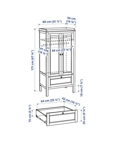 Şkaf IKEA Sundvik, ağ, 80x50x171 sm