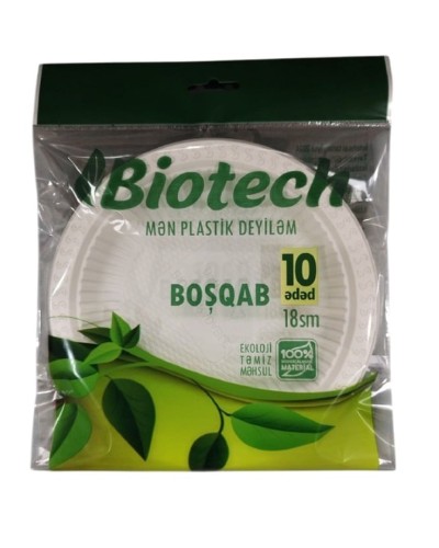 Birdəfəlik boşqablar dəsti Biotech, 18 sm, 10 əd
