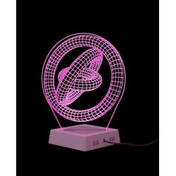 3D ночник ckc01, стекло/железо, розовый, 24х20 см