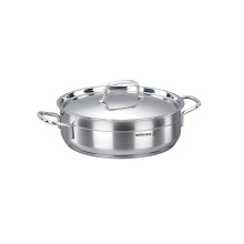 Qazan Korkmaz Alfa A1030, 10 sm, 7 l, 30 sm, paslanmayan polad, qapaqlı, iki tutacaqlı, gümüşü