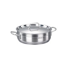 Qazan Korkmaz Alfa A1030, 10 sm, 7 l, 30 sm, paslanmayan polad, qapaqlı, iki tutacaqlı, gümüşü