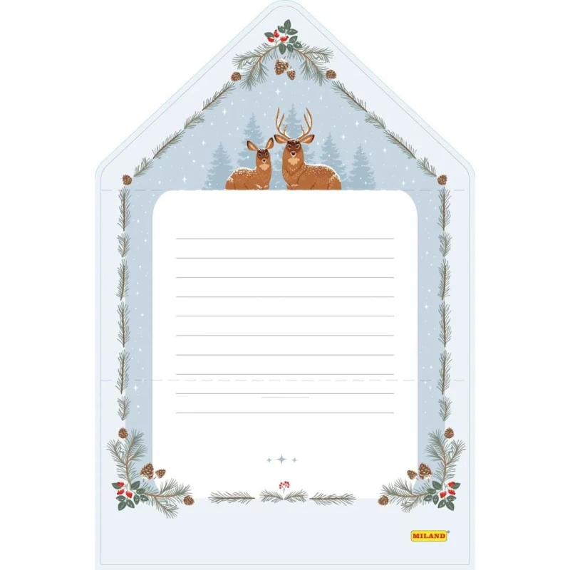 Открытка Miland Письмо Деду Морозу, Олень, 15х29 см, разноцветное