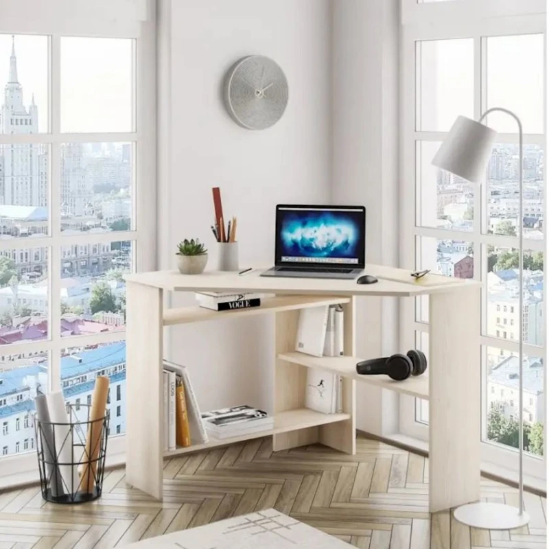 Yazı masası Alero, LDSP, 74х90х90 sm, rəflərlə, ağ