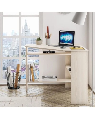 Yazı masası Alero, LDSP, 74х90х90 sm, rəflərlə, ağ