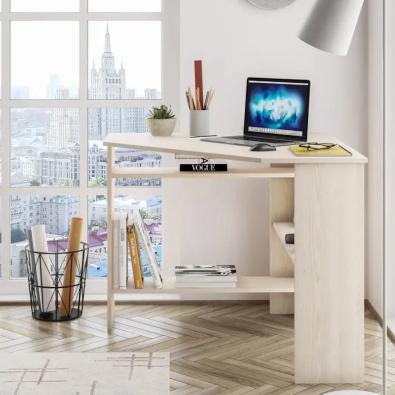 Yazı masası Alero, LDSP, 74х90х90 sm, rəflərlə, ağ