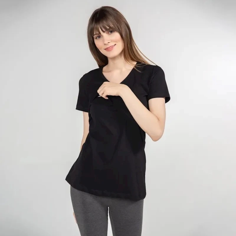 Südverən analar üçün mayka Funna Mamma Nora, S, qara Südverən analar üçün mayka Funna Mamma Nora, S, qara