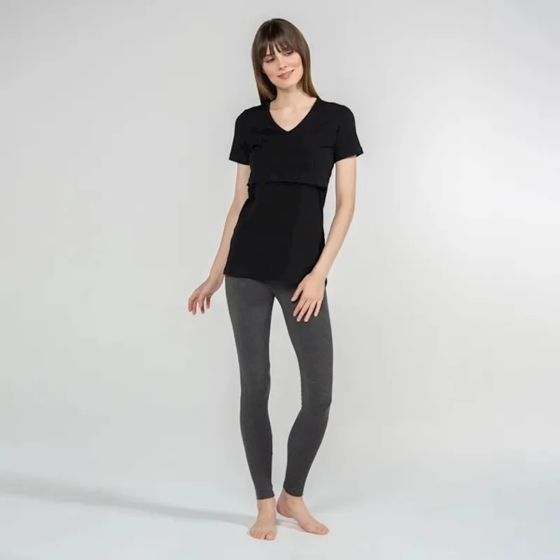 Südverən analar üçün mayka Funna Mamma Nora, S, qara Südverən analar üçün mayka Funna Mamma Nora, S, qara