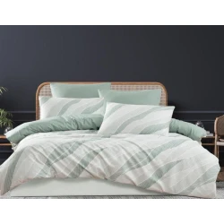 Комплект постельного белья MiraNova Luxury CTS-263, пододеяльник 160x220 см, простыня 180x240 см, 1 шт. наволочка 50x70 см, односпальный, хлопок, белый/зеленый