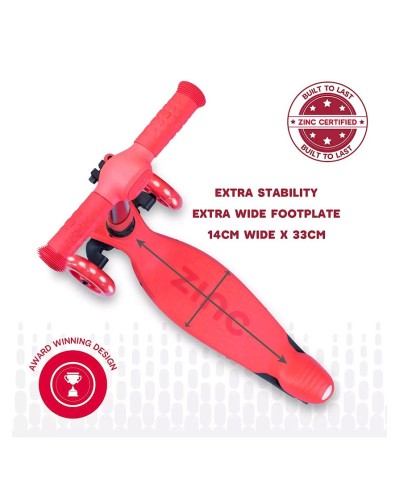 Uşaqlar üçün samokat Hypro Zinc Flyte Three Wheeled Folding ZC07924, qırmızı