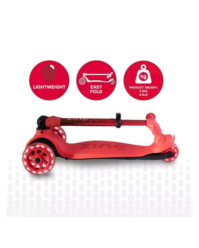 Uşaqlar üçün samokat Hypro Zinc Flyte Three Wheeled Folding ZC07924, qırmızı