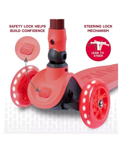 Uşaqlar üçün samokat Hypro Zinc Flyte Three Wheeled Folding ZC07924, qırmızı