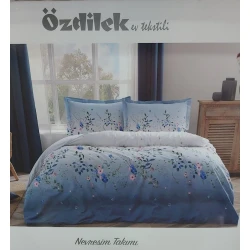 Yataq dəsti Ozdilek 0000620, mələfə 160x220, ikinəfərlik, pambıq, mavi