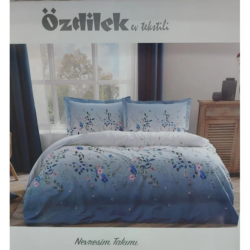 Комплект постельного белья Ozdilek 0000620, простыня 160х220, двуспальный, хлопок, синий Комплект постельного белья Ozdilek 0000620, простыня 160х220, двуспальный, хлопок, синий