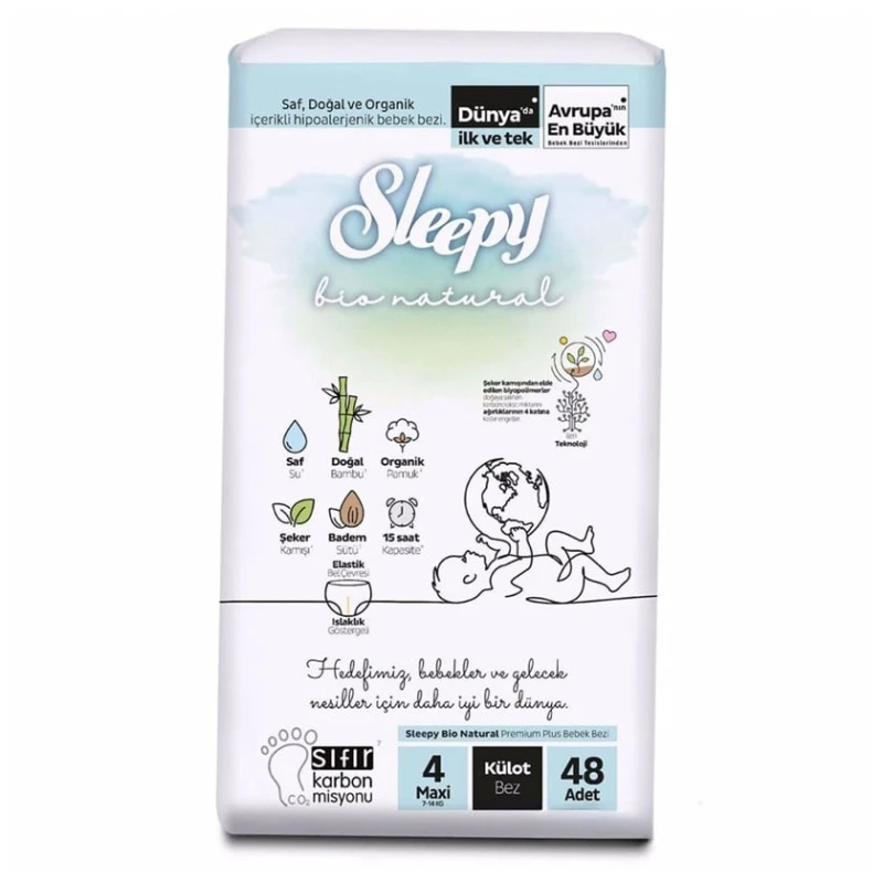 Трусики-подгузники Sleepy Bio Natural 4 Maxi, 7-14 кг, 48 шт