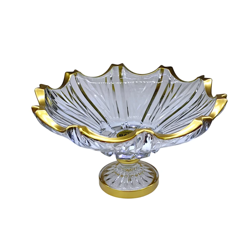 Фруктовница Banu NH-Т777, 33х19 см, стекло, прозрачный/золотистый