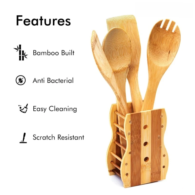 Набор кухонных принадлежностей Royalford, бамбук, бежевый/коричневый, 4 предмета