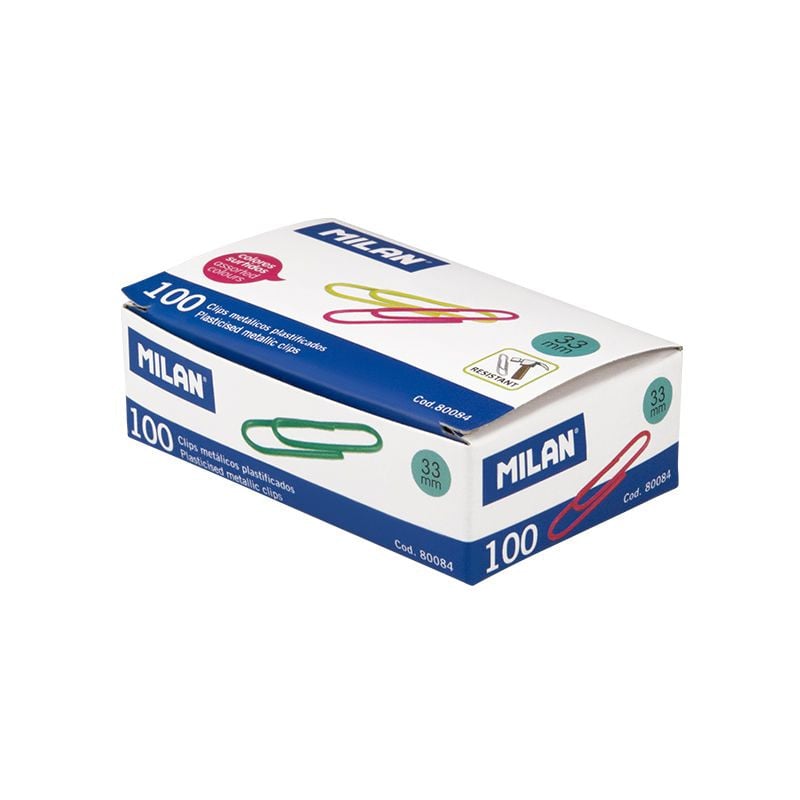 Канцелярские скрепки Milan, разноцветные, 33 мм, 100 шт Канцелярские скрепки Milan, разноцветные, 33 мм, 100 шт