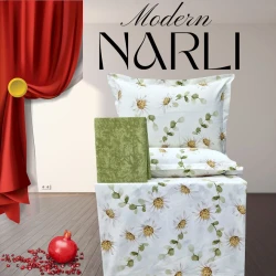 Комплект постельного белья Nar-Lı-001050, простыня 240x260 см, пододеяльник 200x220 см, наволочки 2 шт x 50x70 см, двуспальный, хлопок, разноцветный