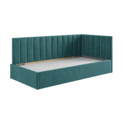 Односпальная кровать Art_tek_yataq (100) 70, ламинат/текстиль, бирюзовая, 200x85x100 см
