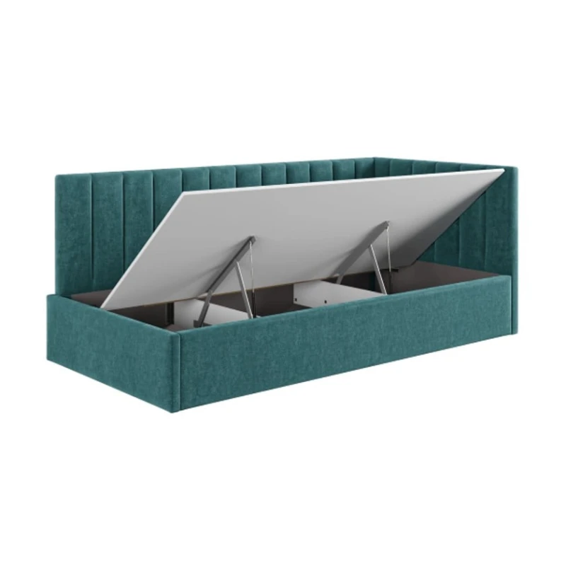 Tək nəfərlik çarpayı Art_tek_yataq (100) 70, laminat/parça, firuzəyi, 200x85x100 sm