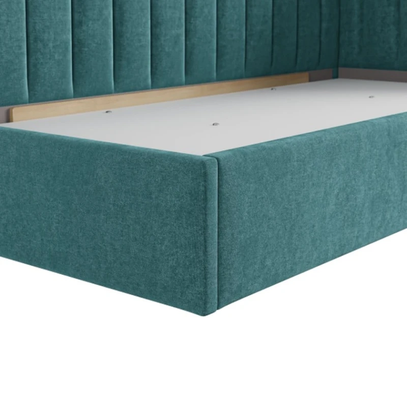 Tək nəfərlik çarpayı Art_tek_yataq (100) 70, laminat/parça, firuzəyi, 200x85x100 sm