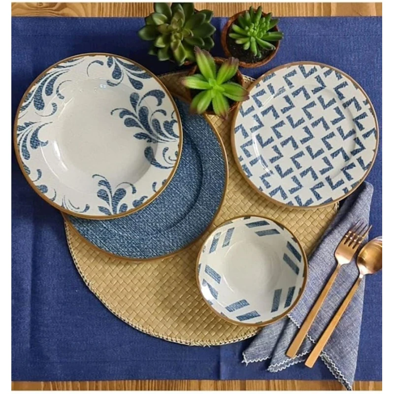 Nahar dəsti Porland Liny 04POR033932, 24 parça, 6 nəfərlik, farfor, rəngbərəng