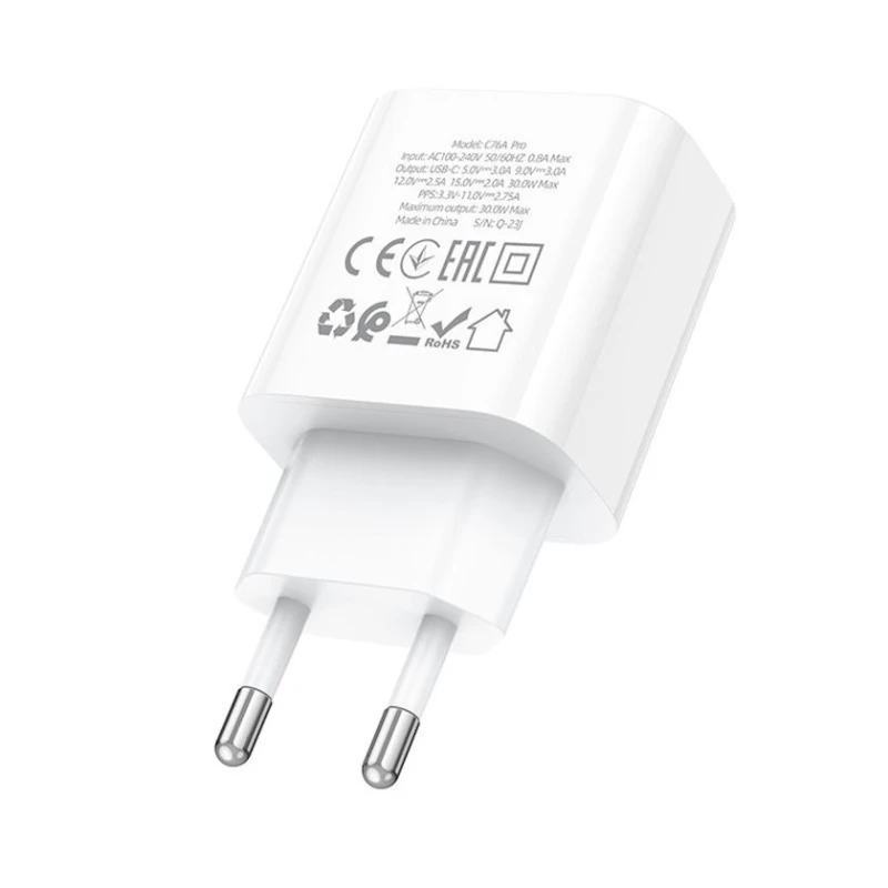 Зарядное устройство Hoco C76A Pro Majestic 1xUSB-C 30W, White