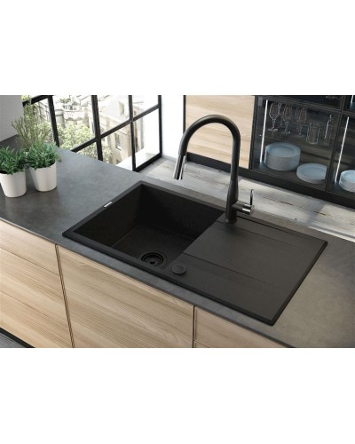 Mətbəx çanağı Deante Eridan ZQE_G113, qranit, qara, 86x50x20.9 sm
